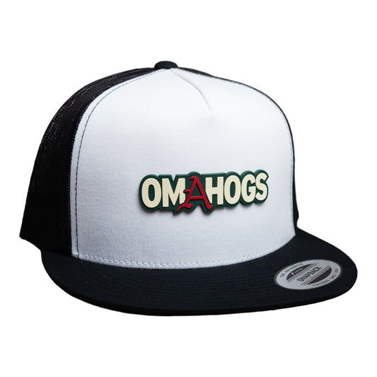 Arkansas Razorbacks OMAHOGS YP Snapback Flat Bill Trucker Hat- White/ Black