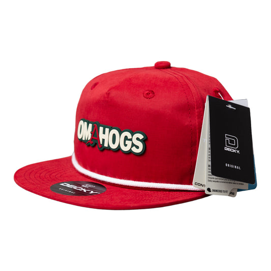 Arkansas Razorbacks OMAHOGS 3D Classic Rope Hat- Red/ White