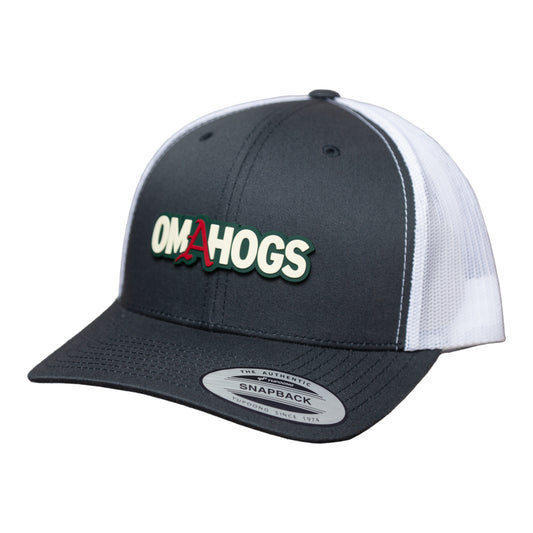 Arkansas Razorbacks OMAHOGS 3D YP Snapback Trucker Hat- Charcoal/ White