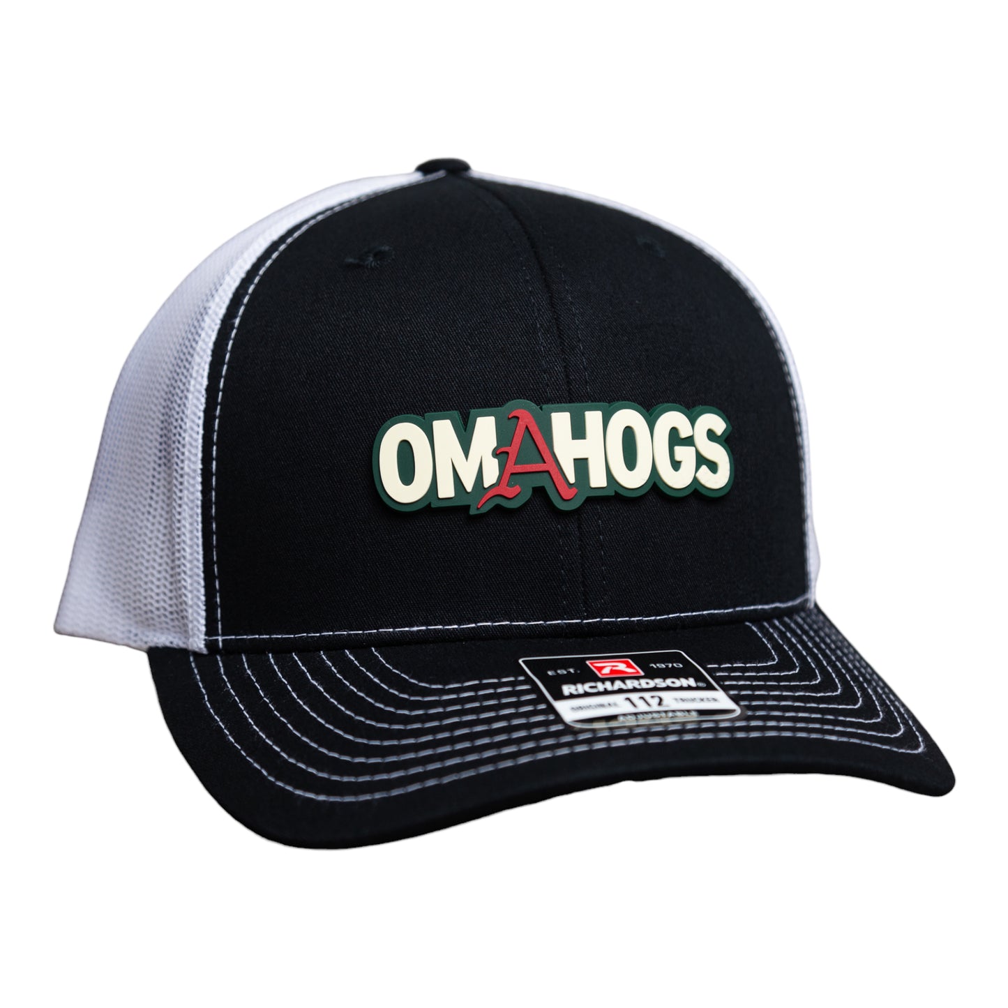 Arkansas Razorbacks OMAHOGS 3D Snapback Trucker Hat- Black/ White