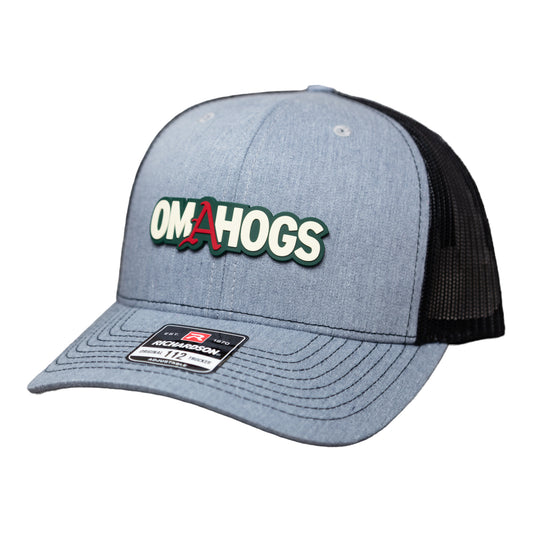 Arkansas Razorbacks OMAHOGS 3D Snapback Trucker Hat- Heather Grey/ Black
