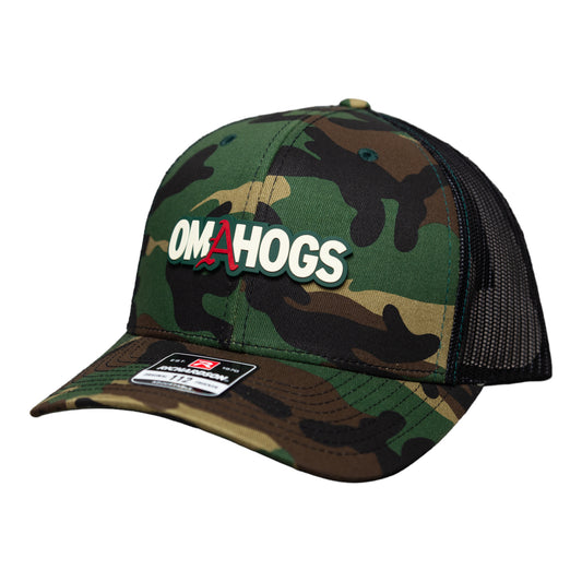 Arkansas Razorbacks OMAHOGS 3D Snapback Trucker Hat- Army Camo/ Black