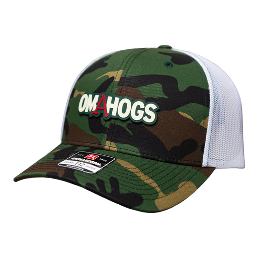 Arkansas Razorbacks OMAHOGS 3D Snapback Trucker Hat- Army Camo/ White