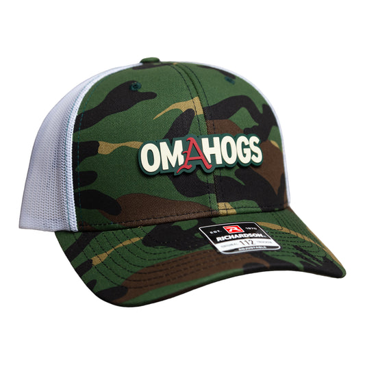 Arkansas Razorbacks OMAHOGS 3D Snapback Trucker Hat- Army Camo/ White