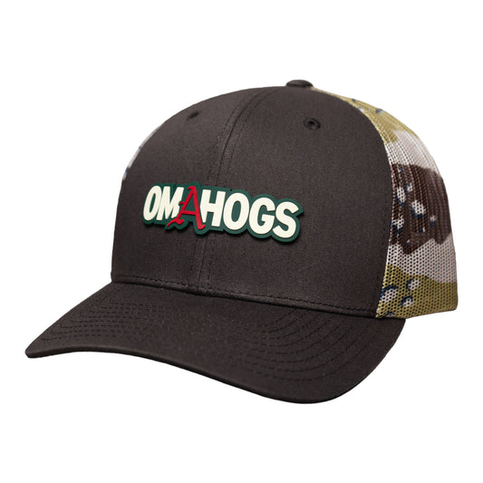Arkansas Razorbacks OMAHOGS 3D Snapback Trucker Hat- Brown/ Desert Camo
