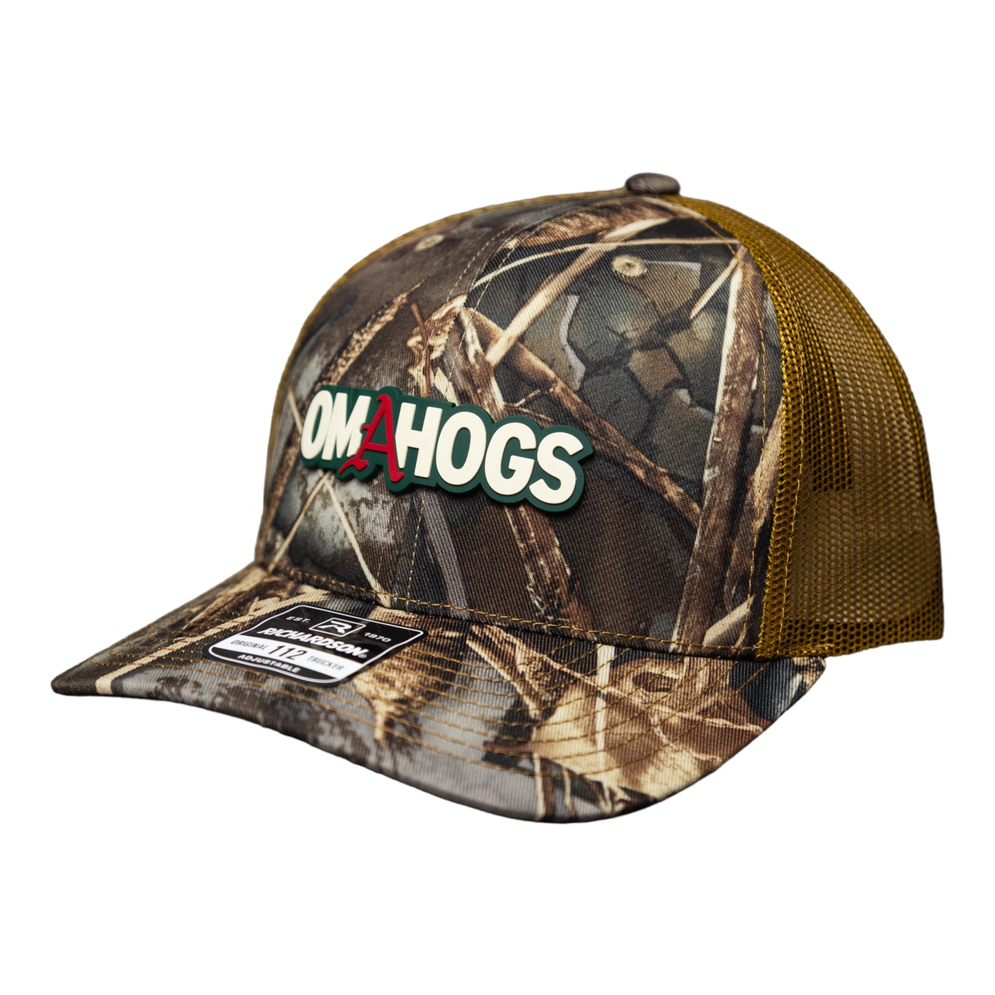 Arkansas Razorbacks OMAHOGS 3D Snapback Trucker Hat- Realtree Max-7/ Buck