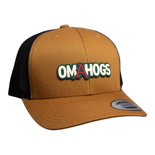 Arkansas Razorbacks OMAHOGS 3D YP Snapback Trucker Hat- Caramel/ Black