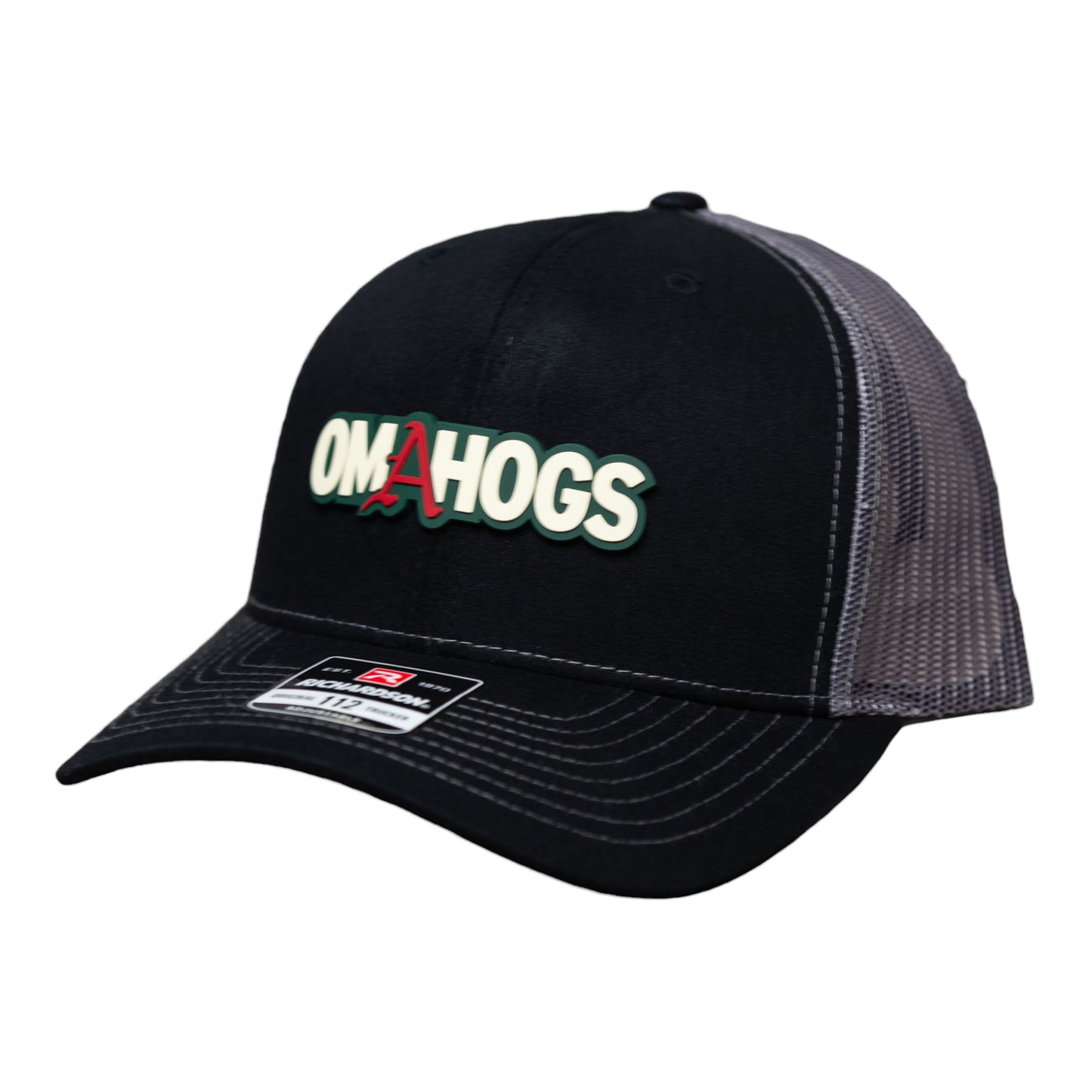 Arkansas Razorbacks OMAHOGS 3D Snapback Trucker Hat- Black/ Charcoal