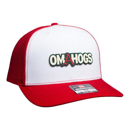 Arkansas Razorbacks OMAHOGS 3D Snapback Trucker Hat- White/ Red