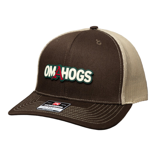 Arkansas Razorbacks OMAHOGS 3D Snapback Trucker Hat- Brown/ Tan