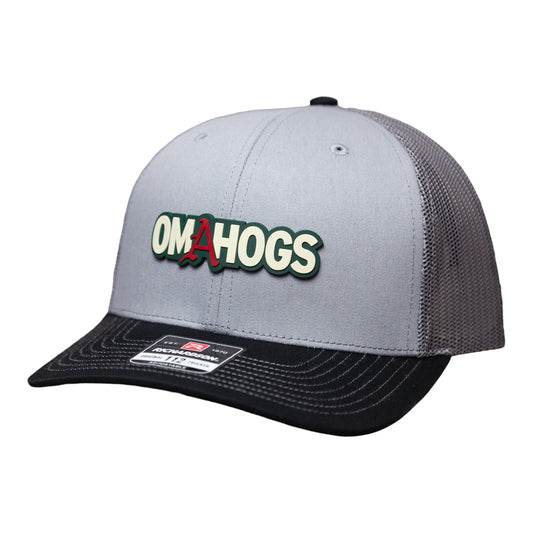 Arkansas Razorbacks OMAHOGS 3D Snapback Trucker Hat- Grey/ Charcoal/ Black