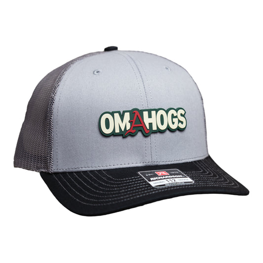 Arkansas Razorbacks OMAHOGS 3D Snapback Trucker Hat- Grey/ Charcoal/ Black
