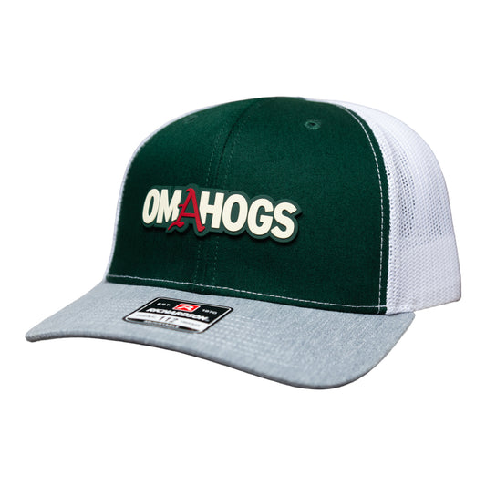 Arkansas Razorbacks OMAHOGS 3D Snapback Trucker Hat- Dark Green/ White/ Heather Grey