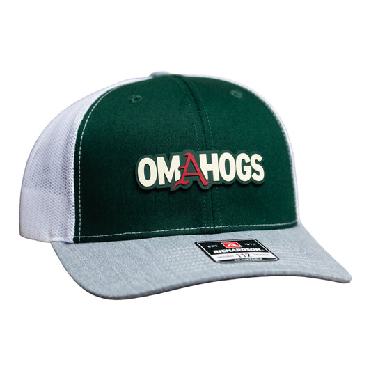 Arkansas Razorbacks OMAHOGS 3D Snapback Trucker Hat- Dark Green/ White/ Heather Grey