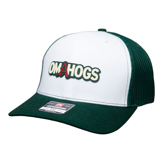 Arkansas Razorbacks OMAHOGS 3D Snapback Trucker Hat- White/ Dark Green