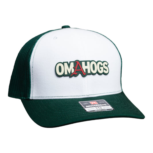 Arkansas Razorbacks OMAHOGS 3D Snapback Trucker Hat- White/ Dark Green