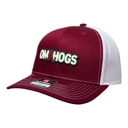Arkansas Razorbacks OMAHOGS 3D Snapback Trucker Hat- Cardinal/ White