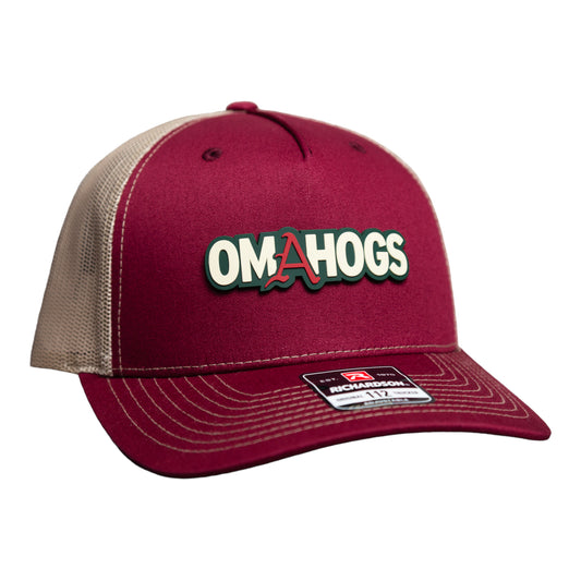 Arkansas Razorbacks OMAHOGS 3D Snapback Trucker Hat- Cardinal/ Tan