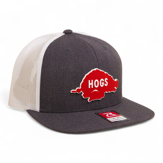 Arkansas Razorbacks Retro HOGS Red 3D Wool Blend Flat Bill Hat- Heather Charcoal/ White