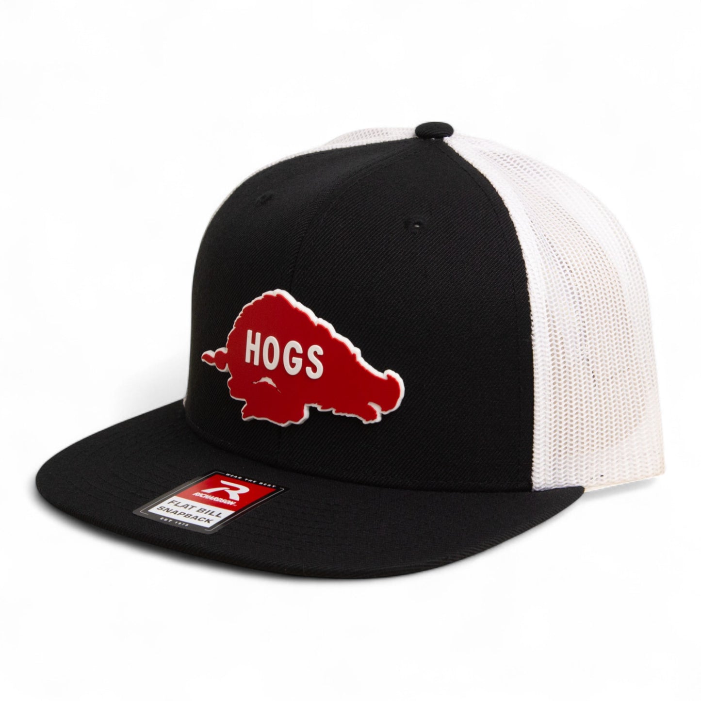 Arkansas Razorbacks Retro HOGS Red 3D Wool Blend Flat Bill Hat- Black/ White