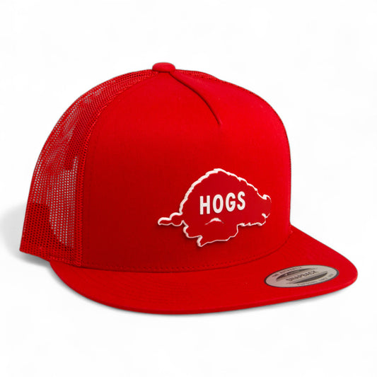 Arkansas Razorbacks Retro HOGS Red 3D YP Snapback Flat Bill Trucker Hat- Red
