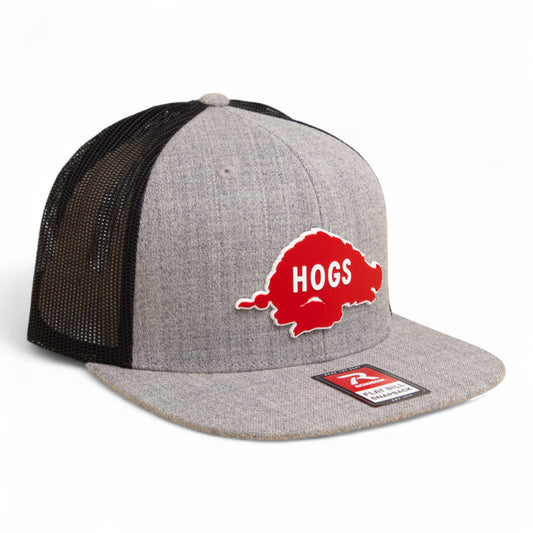 Arkansas Razorbacks Retro HOGS Red 3D Wool Blend Flat Bill Hat- Heather Grey/ Black