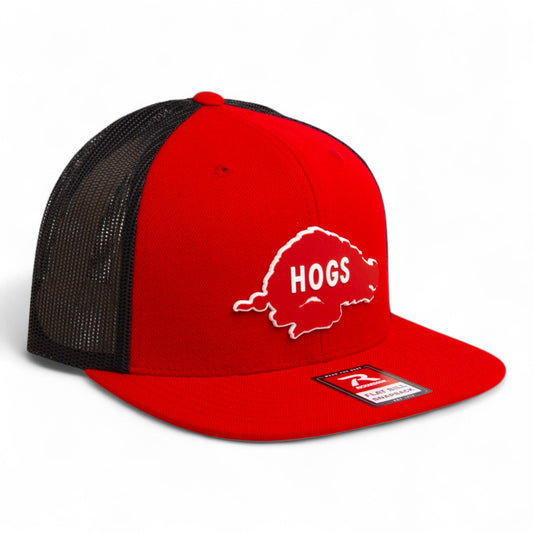 Arkansas Razorbacks Retro HOGS Red 3D Wool Blend Flat Bill Hat- Red/ Black