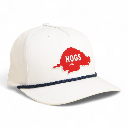 Arkansas Razorbacks Retro HOGS Red 3D Five Panel Classic Rope Hat- White/ Navy