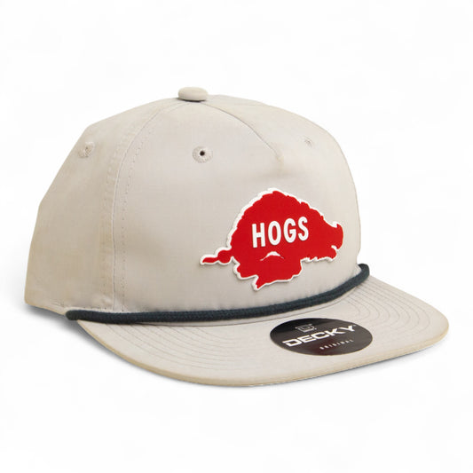 Arkansas Razorbacks Retro HOGS Red 3D Classic Rope Hat- Grey/ Charcoal