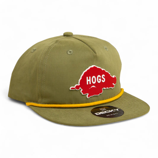 Arkansas Razorbacks Retro HOGS Red 3D Classic Rope Hat- Loden/ Amber