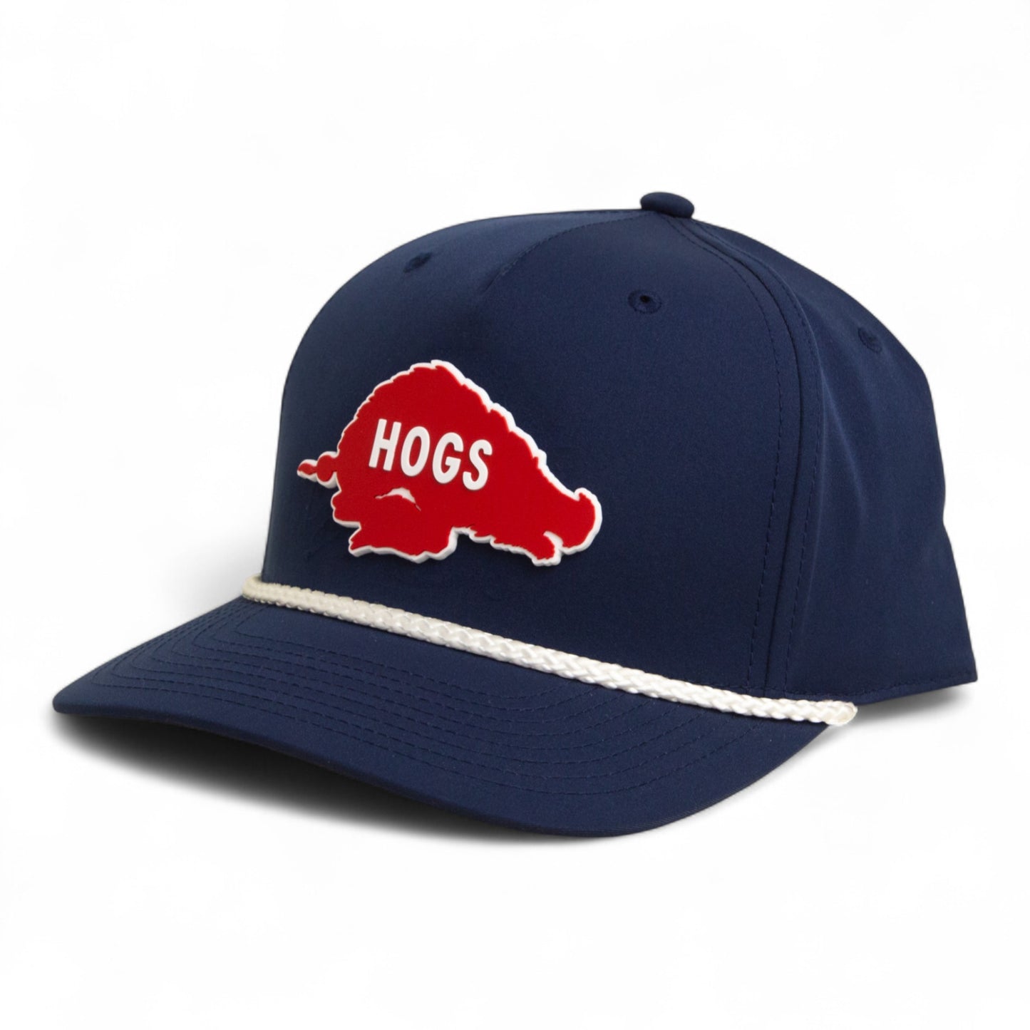 Arkansas Razorbacks Retro HOGS Red 3D Five Panel Classic Rope Hat- Navy/ White