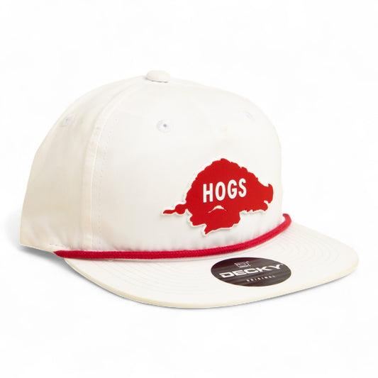 Arkansas Razorbacks Retro HOGS Red 3D Classic Rope Hat- White/ Red