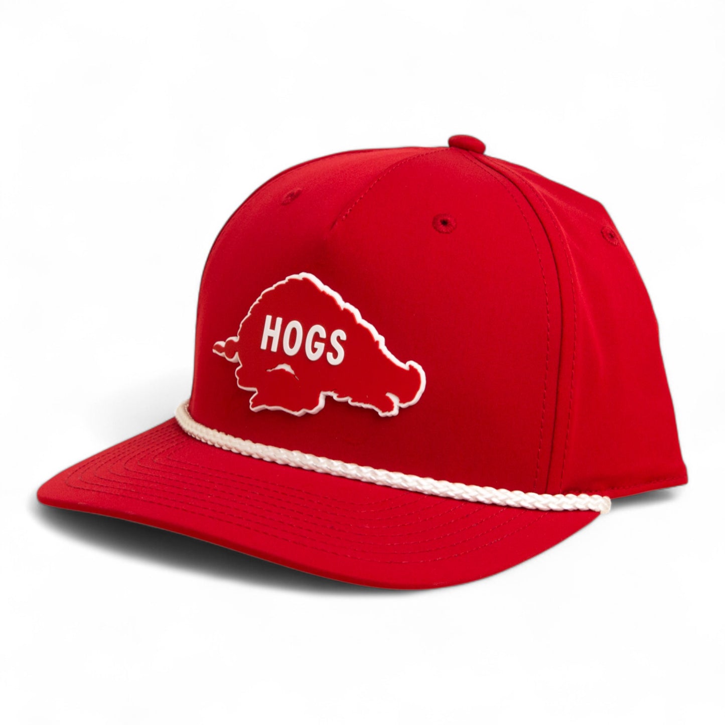 Arkansas Razorbacks Retro HOGS Red 3D Five Panel Classic Rope Hat- Red/ White