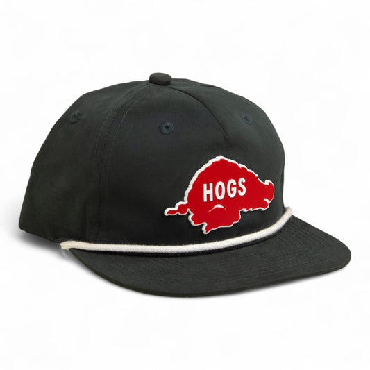 Arkansas Razorbacks Retro HOGS Red 3D Classic Rope Hat- Charcoal/ White