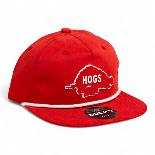 Arkansas Razorbacks Retro HOGS Red 3D Classic Rope Hat- Red/ White