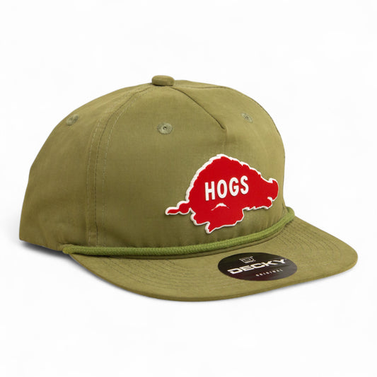 Arkansas Razorbacks Retro HOGS Red 3D Classic Rope Hat- Loden
