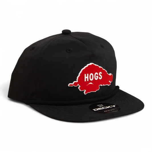 Arkansas Razorbacks Retro HOGS Red 3D Classic Rope Hat- Black