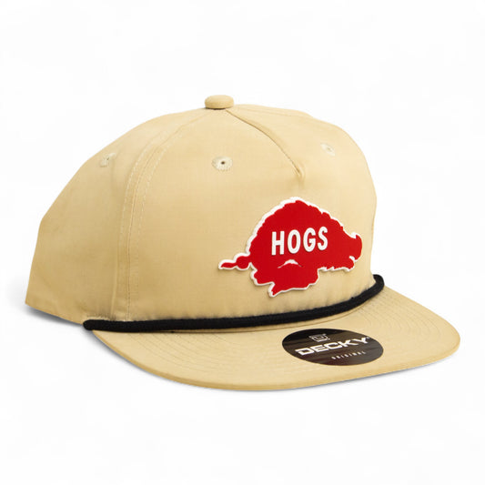 Arkansas Razorbacks Retro HOGS Red 3D Classic Rope Hat- Birch/ Black