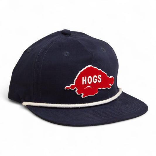 Arkansas Razorbacks Retro HOGS Red 3D Classic Rope Hat- Navy/ White