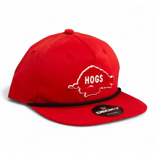 Arkansas Razorbacks Retro HOGS Red 3D Classic Rope Hat- Red/ Black