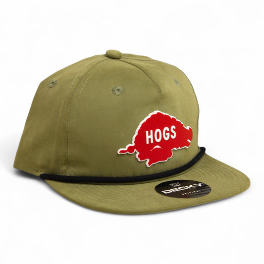 Arkansas Razorbacks Retro HOGS Red 3D Classic Rope Hat- Loden/ Black