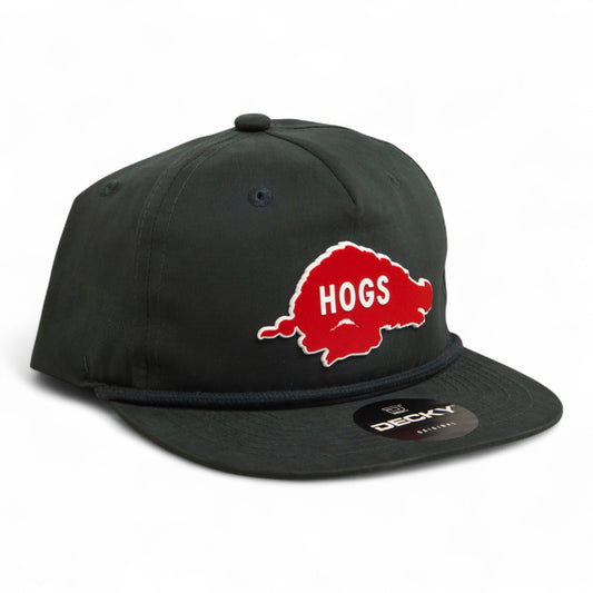 Arkansas Razorbacks Retro HOGS Red 3D Classic Rope Hat- Charcoal