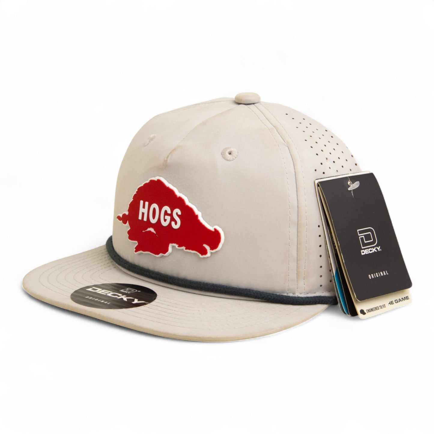 Arkansas Razorbacks Retro HOGS Red 3D Perforated Rope Hat- Grey/ Charcoal