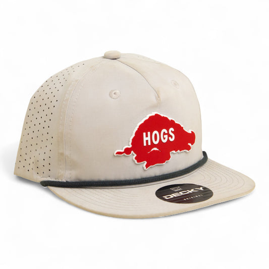 Arkansas Razorbacks Retro HOGS Red 3D Perforated Rope Hat- Grey/ Charcoal
