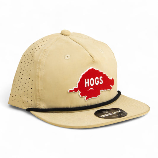 Arkansas Razorbacks Retro HOGS Red 3D Perforated Rope Hat- Birch/ Black