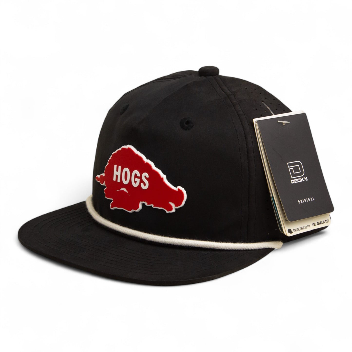 Arkansas Razorbacks Retro HOGS Red 3D Perforated Rope Hat- Black/ White