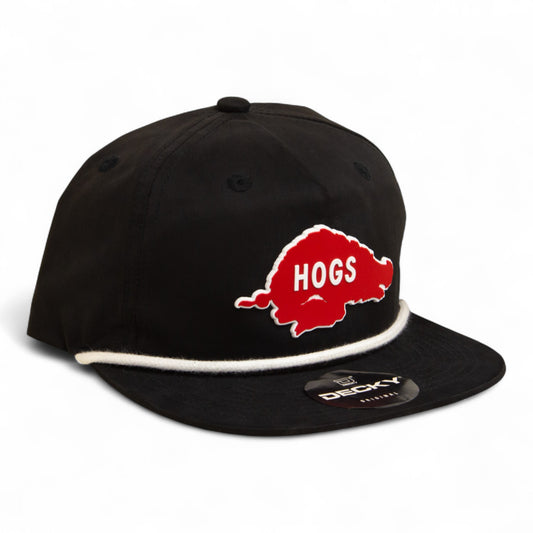 Arkansas Razorbacks Retro HOGS Red 3D Classic Rope Hat- Black/ White