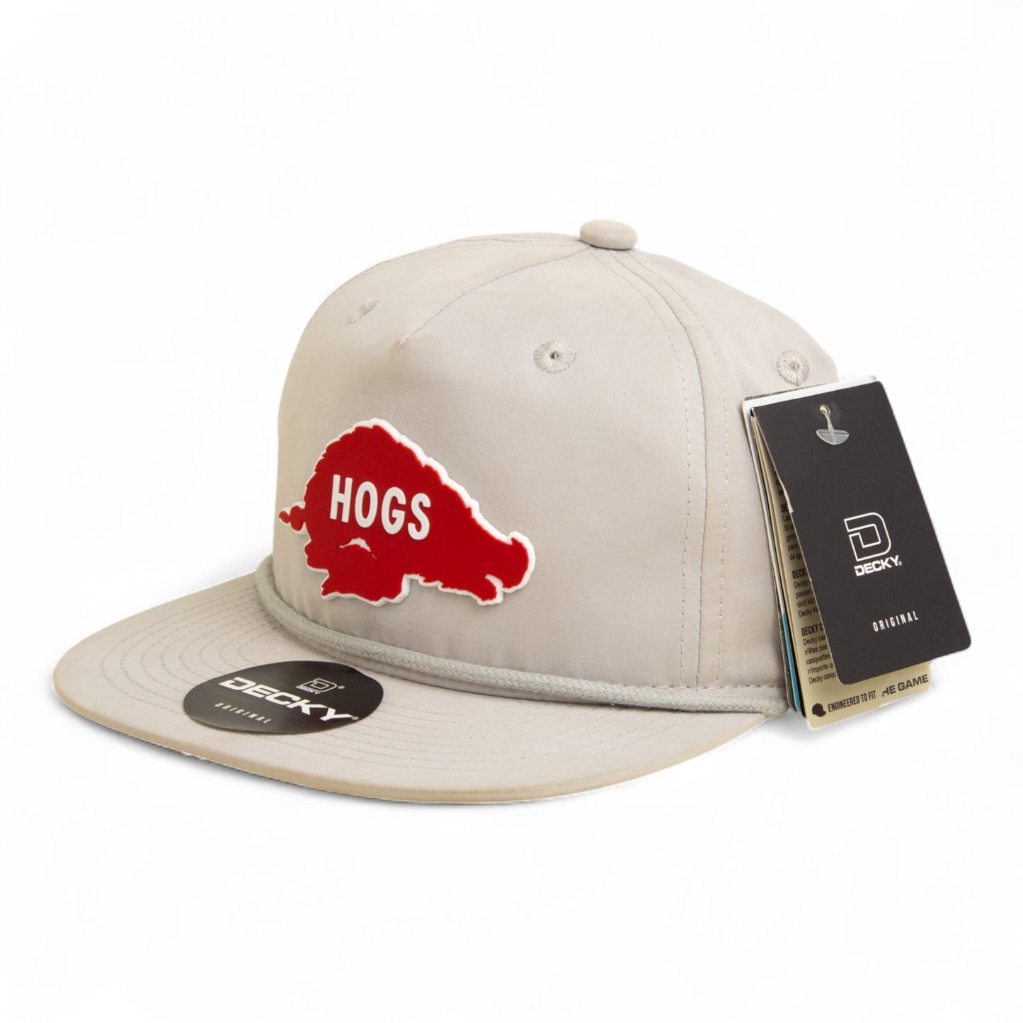 Arkansas Razorbacks Retro HOGS Red 3D Classic Rope Hat- Grey