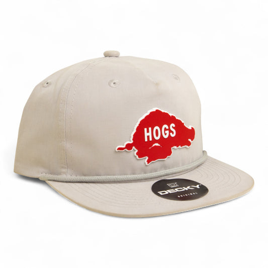 Arkansas Razorbacks Retro HOGS Red 3D Classic Rope Hat- Grey