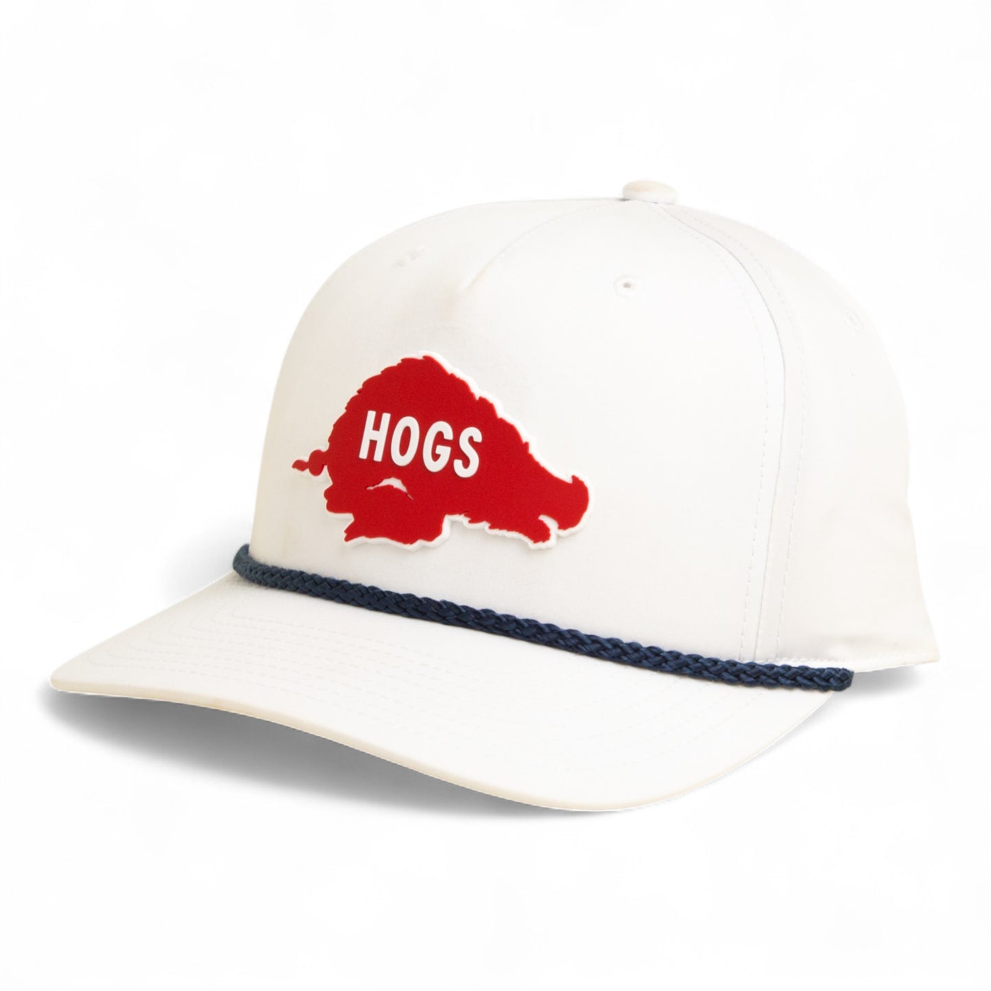 Arkansas Razorbacks Retro HOGS Red 3D Five Panel Classic Rope Hat- White/ Navy